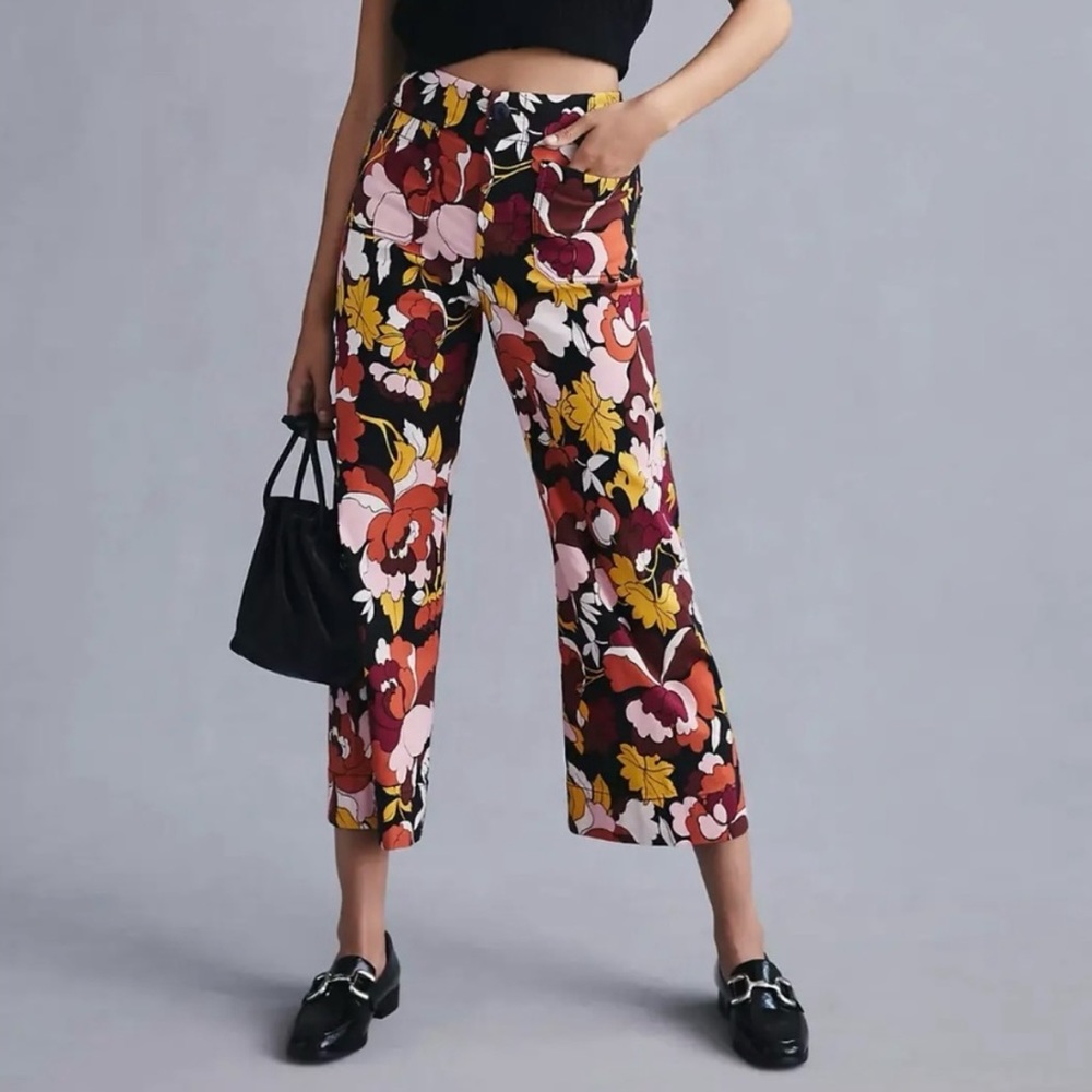 MAEVE Anthropologie Colette Cropped Floral Pants